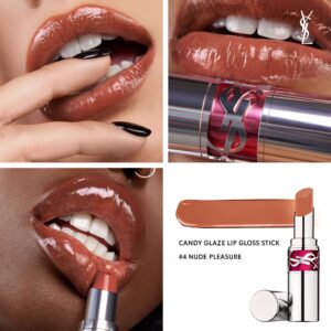 Son YSL Rouge Volupte Candy Glaze 4 Nude Pleasure - Màu Cam Đất - Image 3