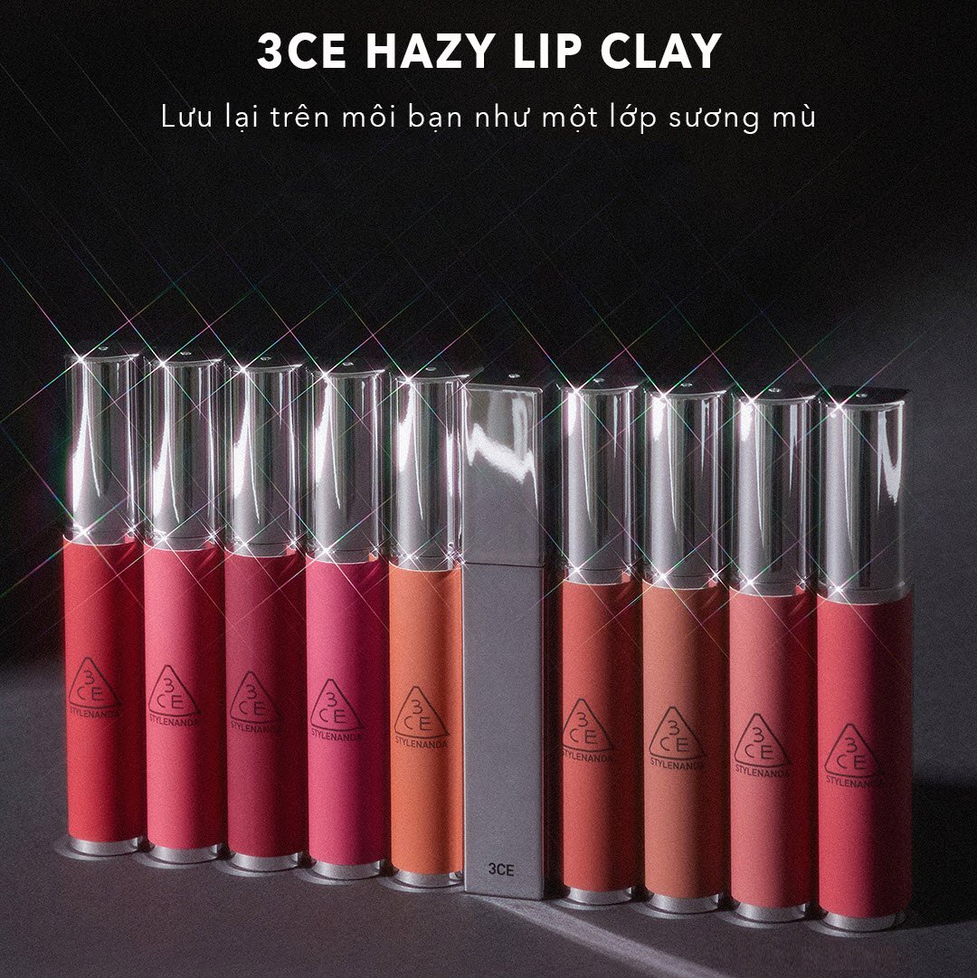 Son Kem Lì 3CE Hazy Lip Clay Warm Brownie - Màu Nâu Đất
