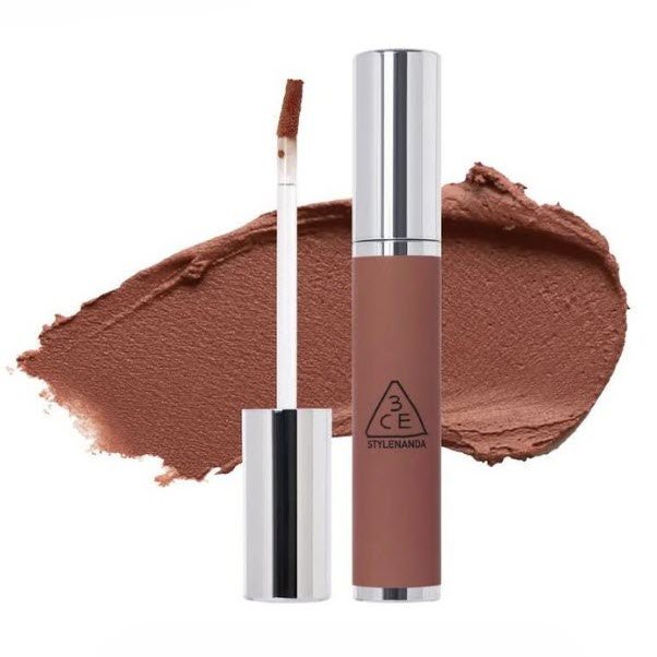 Son Kem Lì 3CE Hazy Lip Clay Warm Brownie - Màu Nâu Đất