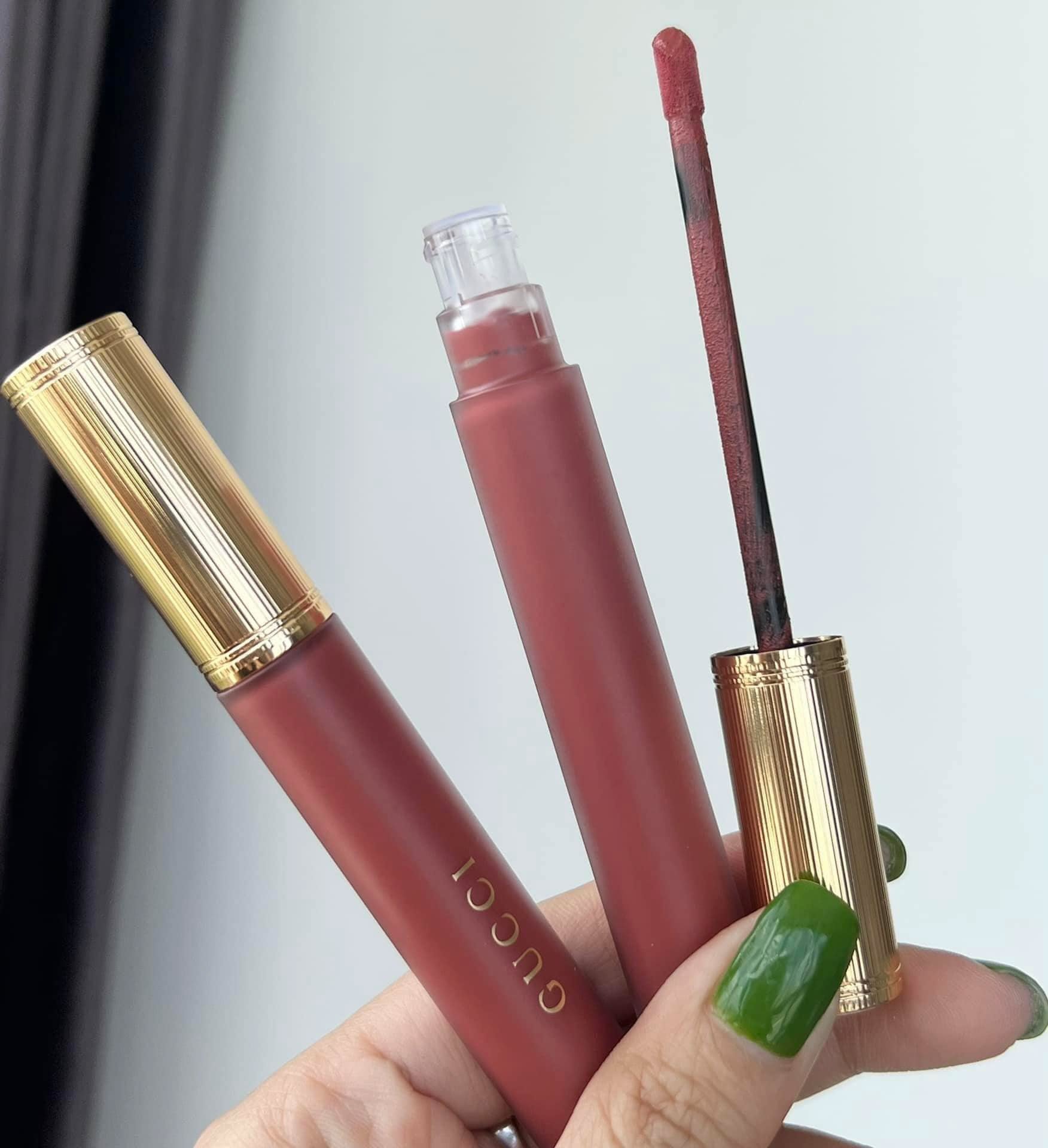 Son Kem Lì Gucci Rouge Liquid Matte 203 Mildred Rosewood (New) - Màu Hồng Nâu
