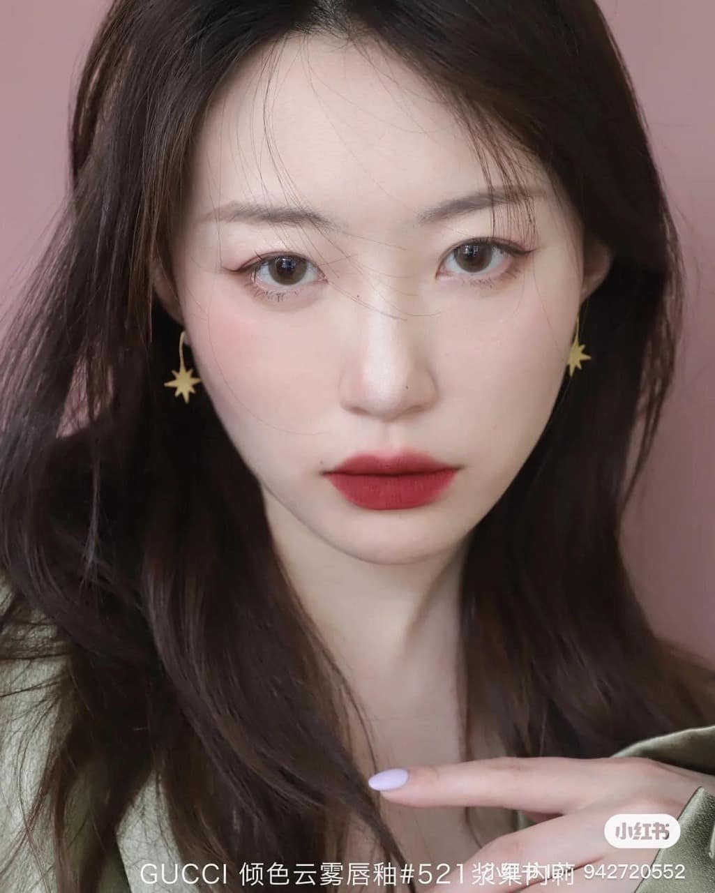 Son Kem Lì Gucci Rouge Liquid Matte 521 Nellie Cherrie (New) - Màu Đỏ Gạch