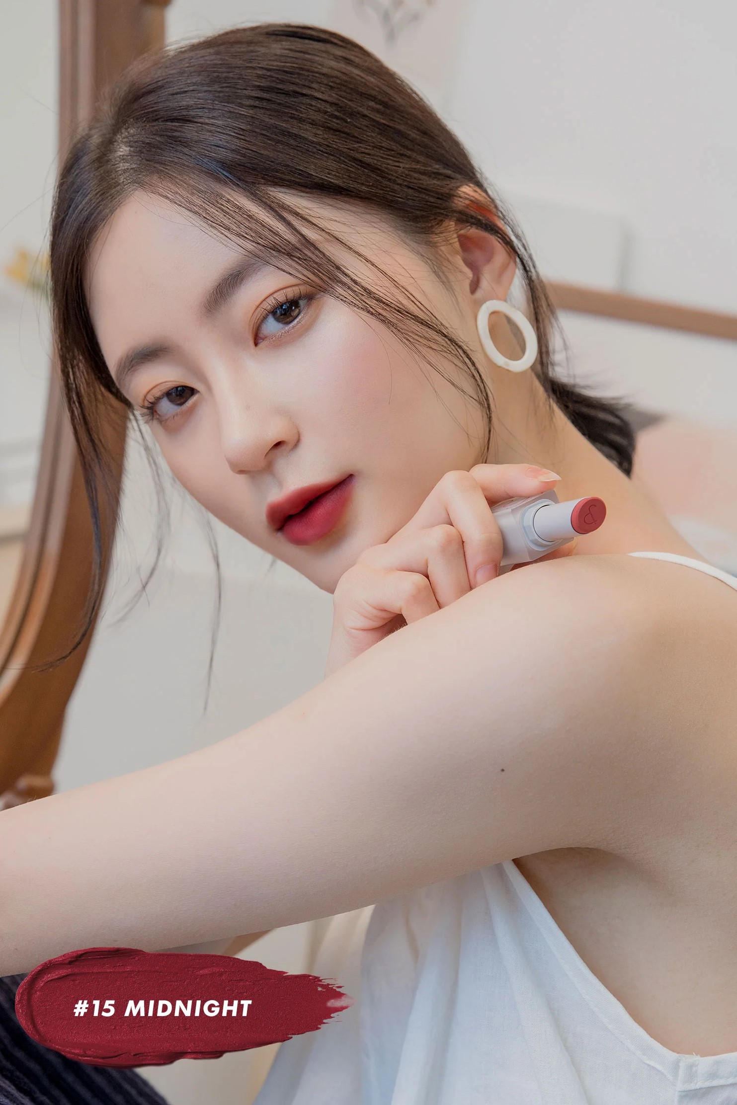 Son Romand New Zero Matte Lipstick 15 Midnight Màu Đỏ Rượu 