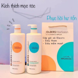 Combo Gội Xả Olexrs Argan Oil Collagen Hair Salon Cho Tóc Khô Hư Tổn