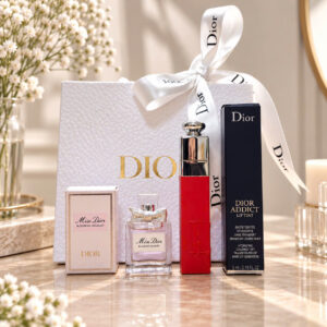Set Son Dior Addict Lip Tint 561 Natural Poppy + Miss Dior Blooming Bouquet Mini 5ml + Túi Dior