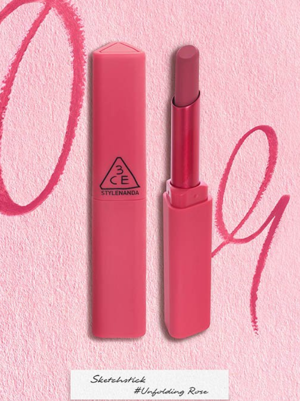 Son Sáp Mịn Lì 3CE Stylenanda 3CE Sketch Stick #02 Unfolding Rose - Màu Đỏ Hồng Nude
