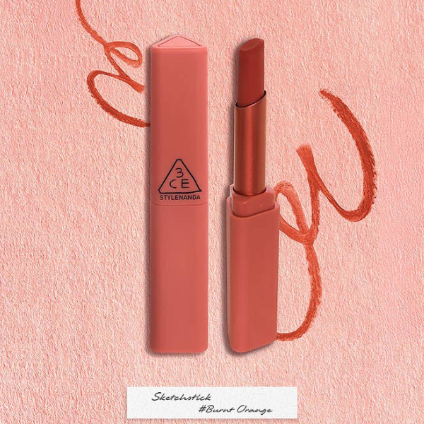 Son Sáp Mịn Lì 3CE Stylenanda 3CE Sketch Stick #07 Burnt Orange - Màu Cam Cháy - Image 4