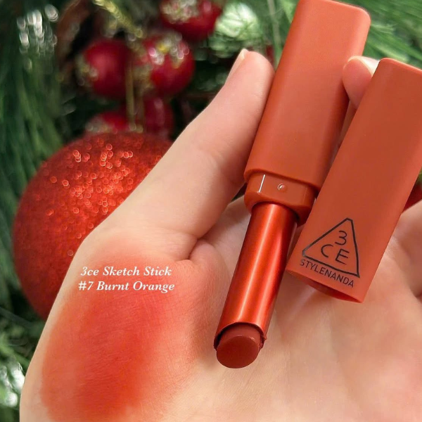 Son Sáp Mịn Lì 3CE Stylenanda 3CE Sketch Stick #07 Burnt Orange - Màu Cam Cháy - Image 3