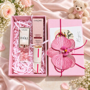 Set Son Lancôme L’Absolu Rouge Drama Ink Velvet Matte Lucky Limited Edition 06 Carefree Summer – Màu Hồng Sen + Nước Hoa Mini Lancôme Idôle EDP 5ml